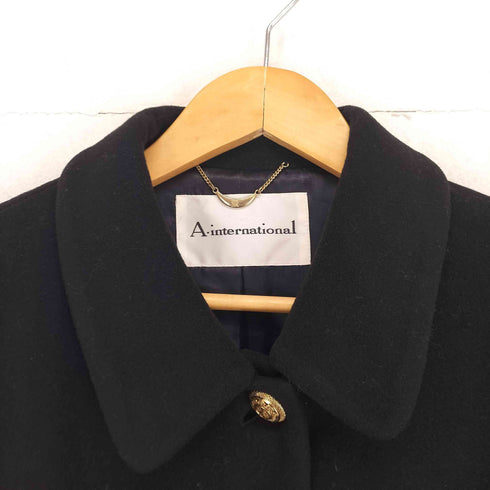 A.international cashmere カシミヤ混比翼ハーフステンカラーコート レディース M