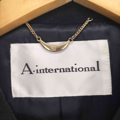 A.international cashmere カシミヤ混比翼ハーフステンカラーコート レディース M