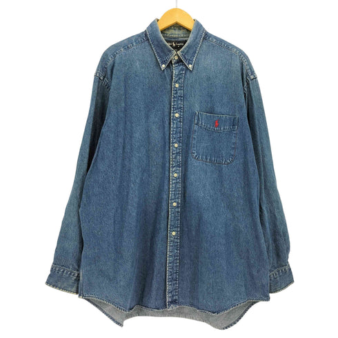 ラルフローレン RALPH LAUREN BLAIRE ポニー 刺繍 デニム L/S ボタンダウン シャツ メンズ import:XL