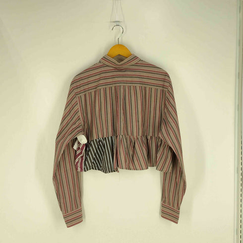 ドッカーズ DOCKERS 90-2000S ドッキング ストライプ ショート丈 フリルシャツ レディース import:L