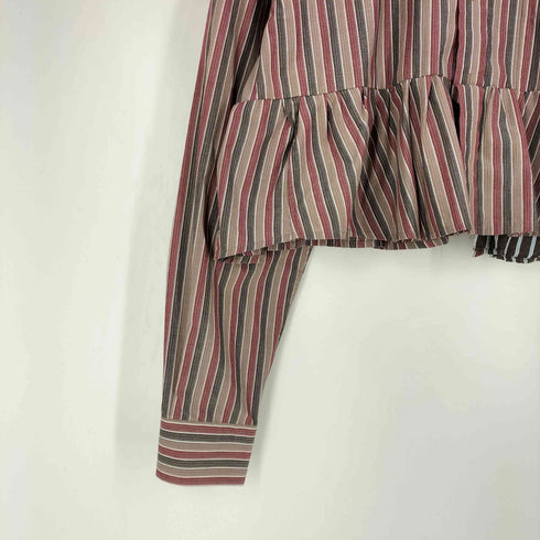 ドッカーズ DOCKERS 90-2000S ドッキング ストライプ ショート丈 フリルシャツ レディース import:L