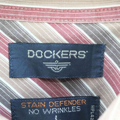 ドッカーズ DOCKERS 90-2000S ドッキング ストライプ ショート丈 フリルシャツ レディース import:L