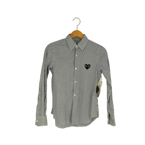 プレイコムデギャルソン PLAY COMME des GARCONS 22SS ロゴワッペン ストライプ レギュラーカラーシャツ レディース JPN:S
