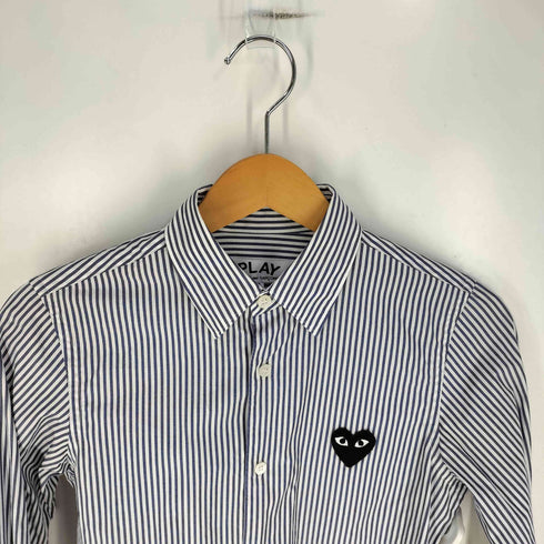 プレイコムデギャルソン PLAY COMME des GARCONS 22SS ロゴワッペン ストライプ レギュラーカラーシャツ レディース JPN:S