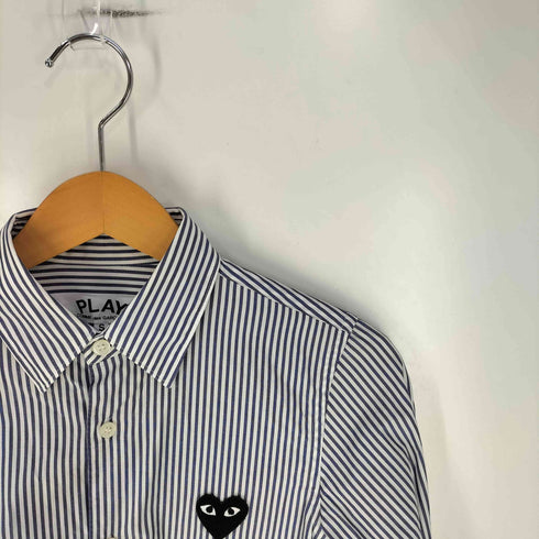 プレイコムデギャルソン PLAY COMME des GARCONS 22SS ロゴワッペン ストライプ レギュラーカラーシャツ レディース JPN:S