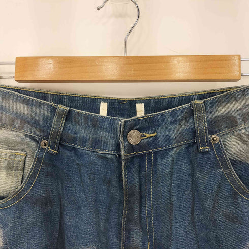 ステイン加工 ダメージ ワイドバギーデニムパンツ メンズ