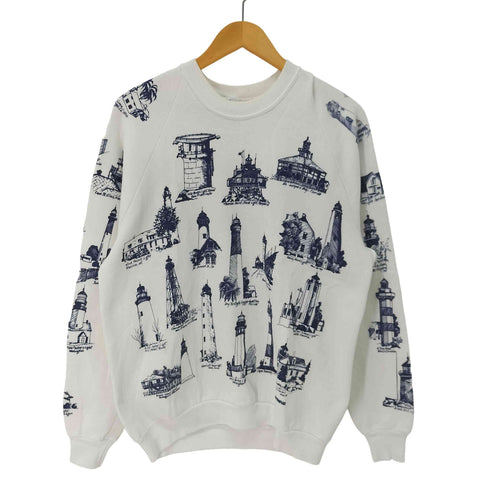 ジャージーズ JERZEES USA製 灯台 ライトハウス柄 プリント ラグラン スウェット メンズ import:XL