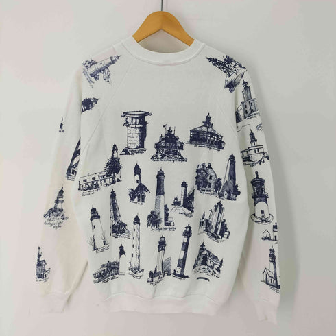 ジャージーズ JERZEES USA製 灯台 ライトハウス柄 プリント ラグラン スウェット メンズ import:XL