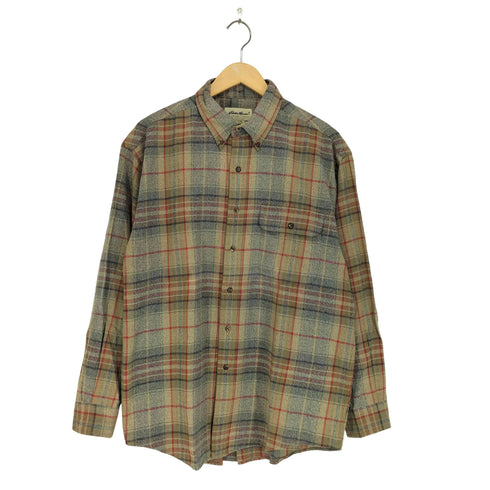 エディーバウアー Eddie Bauer 90s 白タグ マドラスチェック フラップポケット ボタンダウンシャツ メンズ import:M