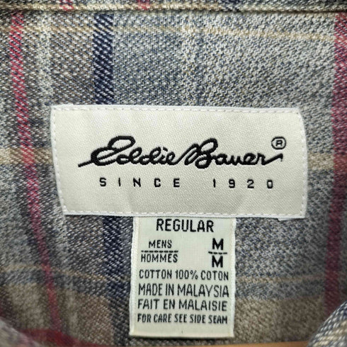 エディーバウアー Eddie Bauer 90s 白タグ マドラスチェック フラップポケット ボタンダウンシャツ メンズ import:M