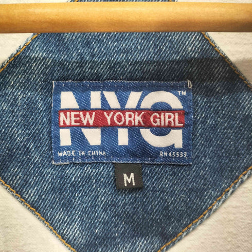 NEW YORK GIRL Y2K パッチワーク 総柄 デニム ジャケット レディース import:M