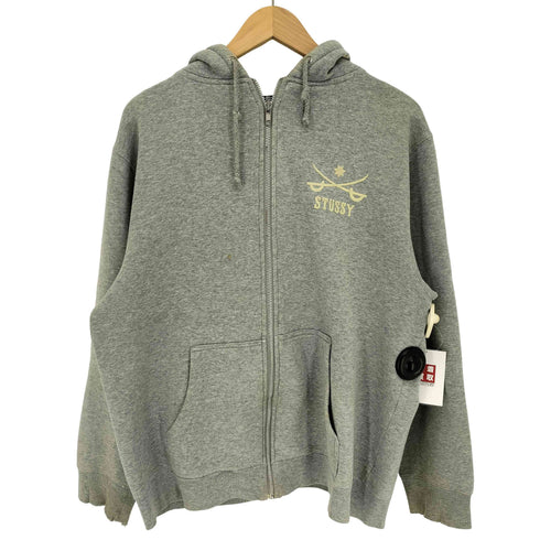 ステューシー Stussy 00s INTERNATIONAL クロスサーベル 両面プリント ジップアップ パーカー メンズ import:M