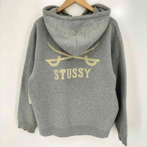 ステューシー Stussy 00s INTERNATIONAL クロスサーベル 両面プリント ジップアップ パーカー メンズ import:M