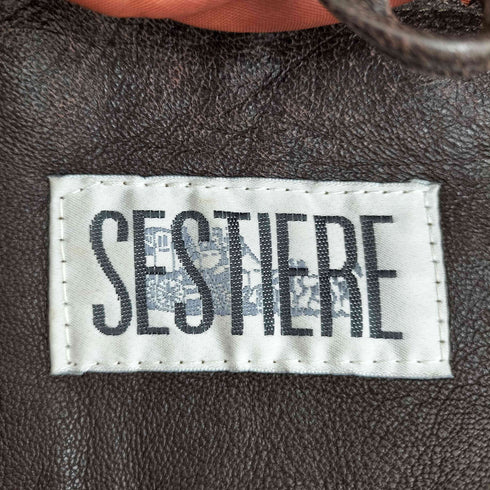 SESTIERE ラムレザー スタンドカラー 比翼ジップ ジャケット メンズ