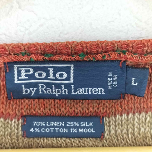 ポロバイラルフローレン Polo by RALPH LAUREN ヘンリーネック シルク混 リネンニット トップス メンズ import:L