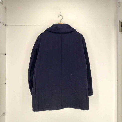 ロイヤルネイビー ROYAL NAVY BLUE 5 金ボタン ショールカラー キルティング裏地 ウール ピーコート メンズ import:L