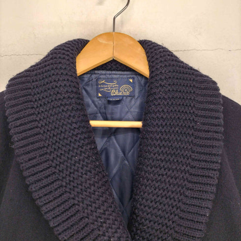ロイヤルネイビー ROYAL NAVY BLUE 5 金ボタン ショールカラー キルティング裏地 ウール ピーコート メンズ import:L