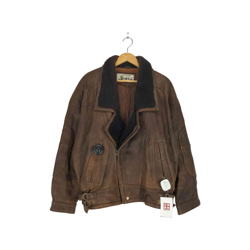 DISCO genuine leather 本革 襟ボア 裏地キルティング ライダースジャケット メンズ 40