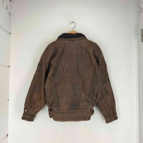 DISCO genuine leather 本革 襟ボア 裏地キルティング ライダースジャケット メンズ 40
