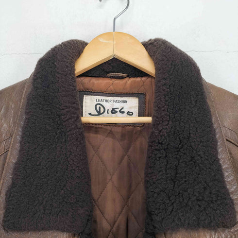 DISCO genuine leather 本革 襟ボア 裏地キルティング ライダースジャケット メンズ 40