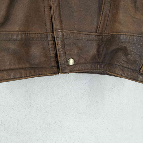 DISCO genuine leather 本革 襟ボア 裏地キルティング ライダースジャケット メンズ 40