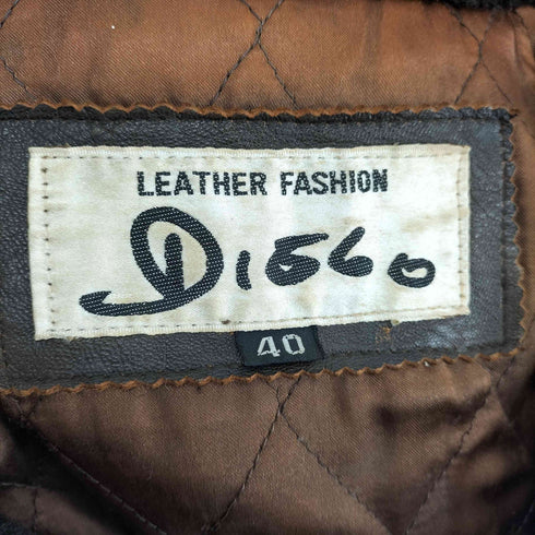 DISCO genuine leather 本革 襟ボア 裏地キルティング ライダースジャケット メンズ 40