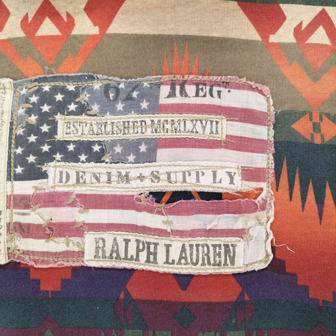 デニムアンドサプライラルフローレン DENIM&SUPPLY RALPH LAUREN 星条旗刺繍ネイティブ柄プルオーバーパーカー メンズ XS