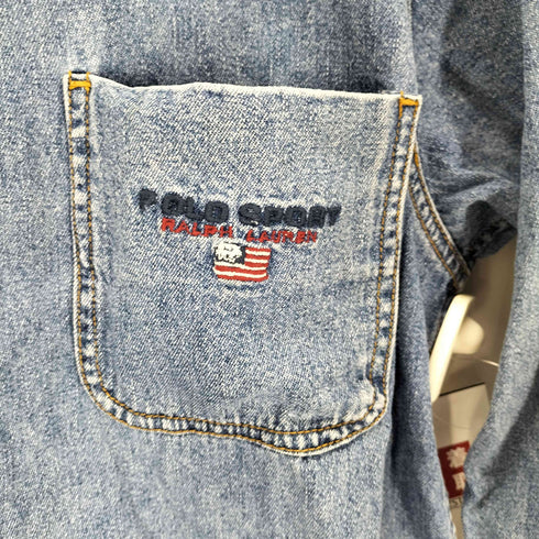 ポロスポーツラルフローレン POLO SPORT RALPH LAUREN 90S 香港製 刺繍デニムシャツ メンズ import:S