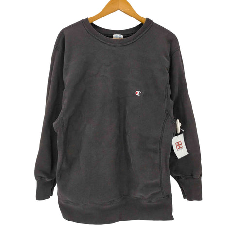 チャンピオン Champion 80S USA製 トリコタグ REVERSE WEAVE WARMUP リバースウィーブ 目 ロゴ 刺繍 コットン アクリル 混紡 ブラック スウェット トレーナー 袖目無し メンズ import:XL