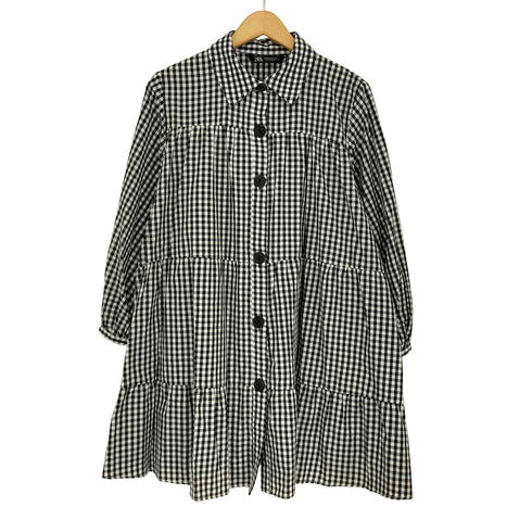 ザラ ZARA ギンガムチェック ティアードミニワンピース レディース import:M