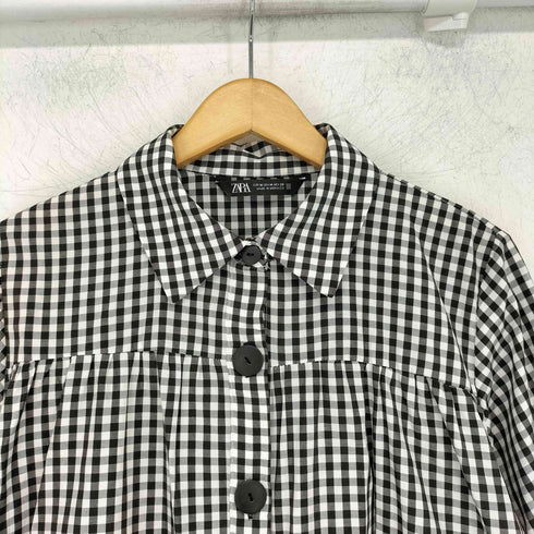 ザラ ZARA ギンガムチェック ティアードミニワンピース レディース import:M