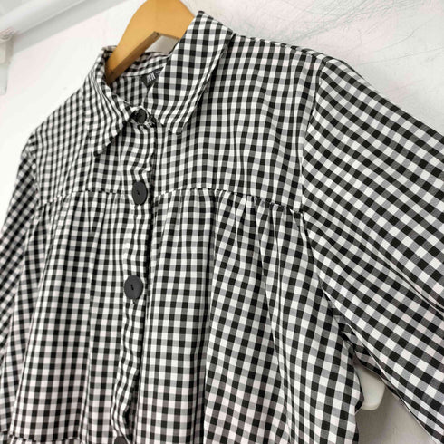 ザラ ZARA ギンガムチェック ティアードミニワンピース レディース import:M