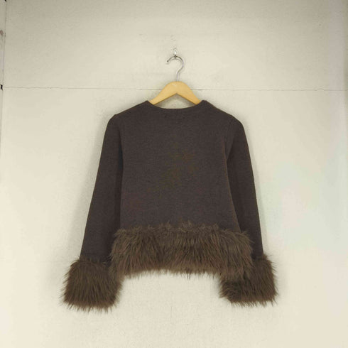 ザラ ZARA コントラストニットフェイクファージャケット レディース S