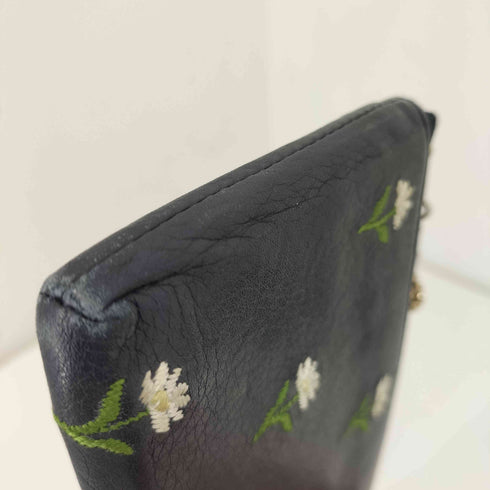 ケイタマルヤマ KEITA MARUYAMA フラワー刺繍 レザー L字ジップ ウォレット レディース
