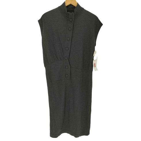 hussein chalayan ウール クルミ スナップボタン フレンチスリーブ スタンドカラー ワンピース レディース 42