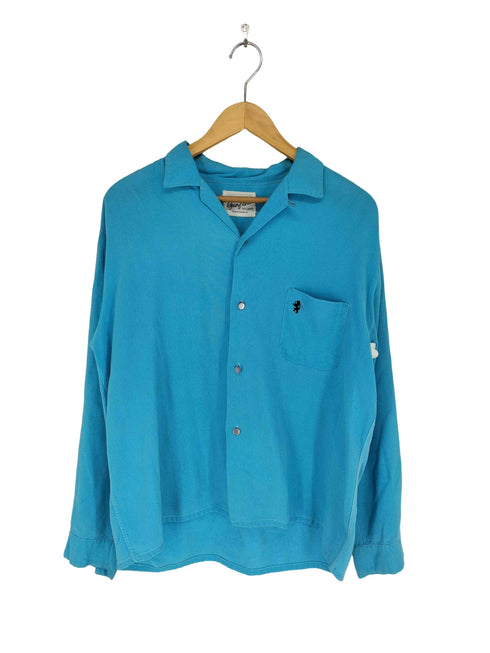 ジョルダーノ GIORDANO 60s- 襟芯 ロゴ刺繍開襟シャツ メンズ