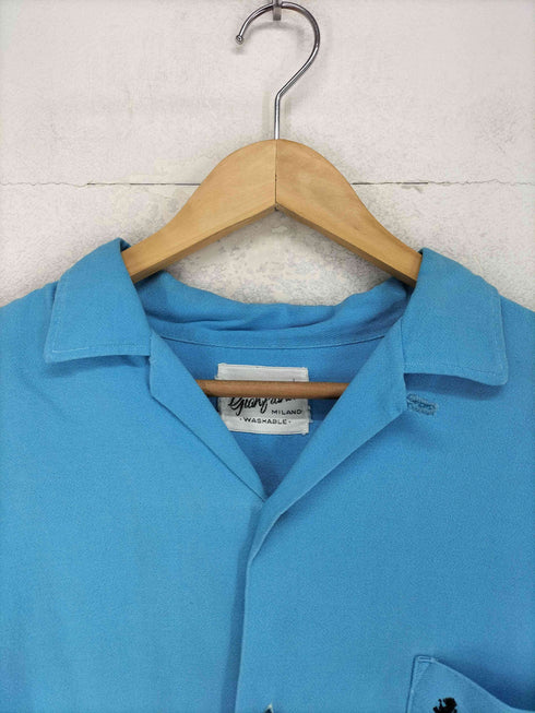 ジョルダーノ GIORDANO 60s- 襟芯 ロゴ刺繍開襟シャツ メンズ