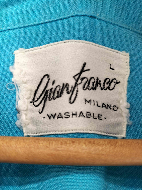 ジョルダーノ GIORDANO 60s- 襟芯 ロゴ刺繍開襟シャツ メンズ