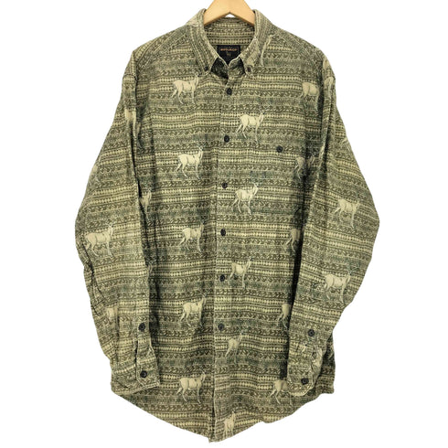 ウールリッチ WOOLRICH 00S アニマル柄 ボタンダウン ネルシャツ メンズ import:XL
