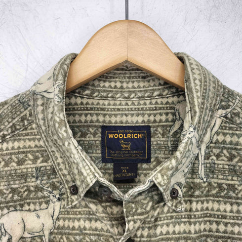 ウールリッチ WOOLRICH 00S アニマル柄 ボタンダウン ネルシャツ メンズ import:XL