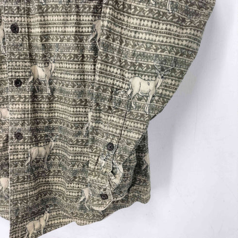 ウールリッチ WOOLRICH 00S アニマル柄 ボタンダウン ネルシャツ メンズ import:XL