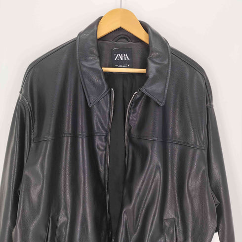 ザラ ZARA 24SS ZARA フェイクレザー ボンバージャケット メンズ import:L