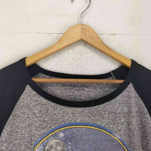 デニムアンドサプライラルフローレン DENIM&SUPPLY RALPH LAUREN ビンテージ プリント ラグランスリーブ Tシャツ レディース import:L