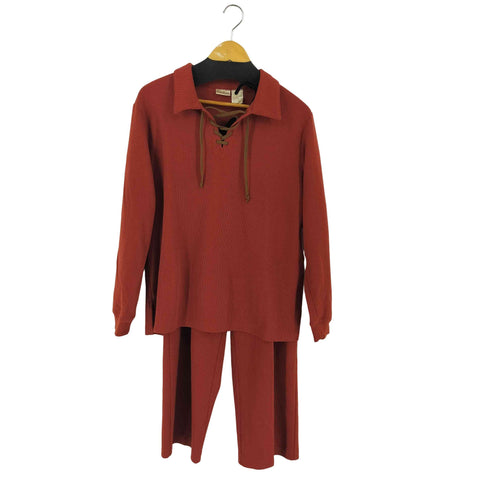 Bobbie Brooks エルボーパッチ レースアップカットソー セットアップ レディース XL