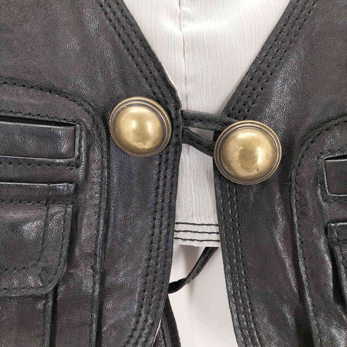 Coomb LAMB LEATHER ラムレザーベスト Y2K グランジ レディース FREE