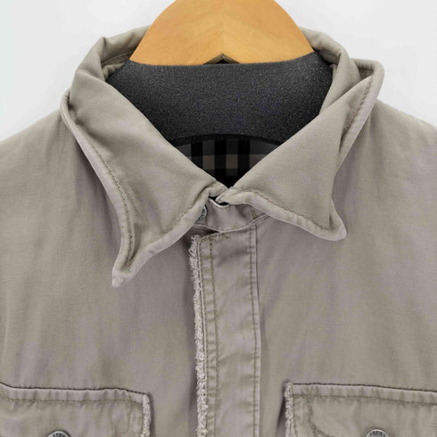 バーバリーブラックレーベル BURBERRY BLACK LABEL 裏地ノバチェック ダメージ加工シャツジャケット メンズ import:L