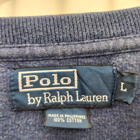 ポロバイラルフローレン Polo by RALPH LAUREN 90s ポニー刺繍 コットン 前V クルーネックスウェットトレーナー メンズ L
