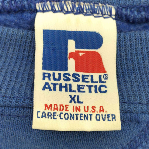 ラッセルアスレチック RUSSELL ATHLETIC 90s USA製 Vガゼット 二段アーチプリント スウェットトレーナー メンズ XL