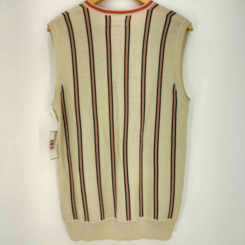 ベンシャーマン Ben Sherman 刺繍 ストライプニットベスト メンズ L