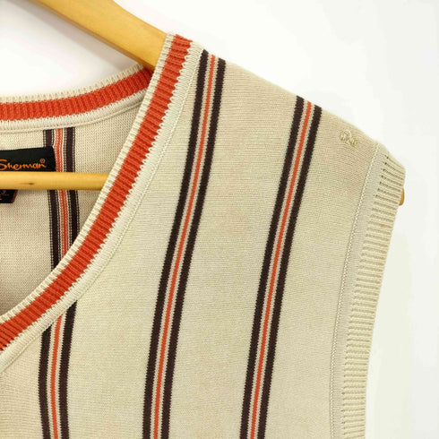 ベンシャーマン Ben Sherman 刺繍 ストライプニットベスト メンズ L